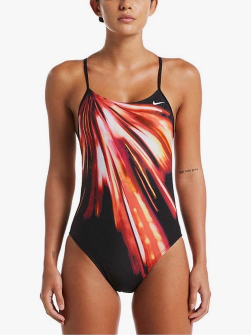 Nike Women’s Space Highway Hi-cut Graphic One-Piece Swimsuit Fire Pink Size 12